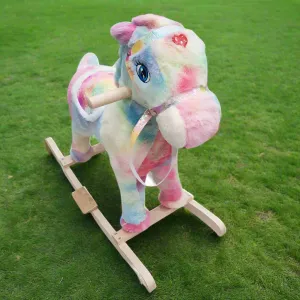 Ride-On Plush Multi-Color Unicorn Rocker